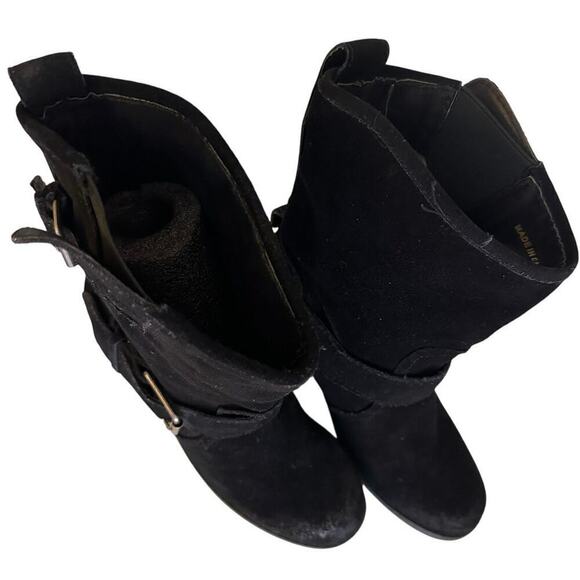 Dolce Vita Double Buckle Black Oiled Suede Pull-On Floppy Boots Sz. 7.5 - Picture 5 of 11